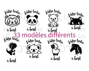 Autocollant bébé à bord personnalisé | sticker animal à bord