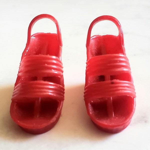 Vintage 1978 1970s Mego Bionic Woman Red Shoes Sandals RARE