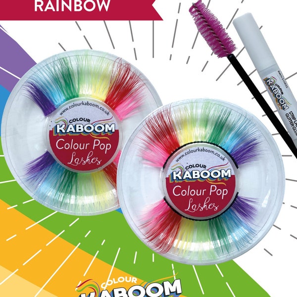 Rainbow false lashes | colour strip lashes | colour faux lashes | lashes for pride | pride festival | false eyelashes | eyelash glue