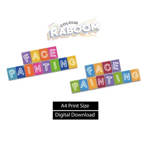 2 Colour Way Face Painting Sign | Face Painting Digital Download | Face Paint Banner | Face Painting Sign Print Out | Face Painting Supplies