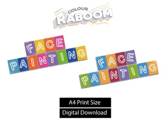 2 Colour Way Face Painting Sign | Face Painting Digital Download | Face Paint Banner | Face Painting Sign Print Out | Face Painting Supplies
