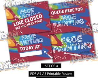 Face painting posters | face painter booth | face painter line signs | face painter digital download |  face painter supplies | A4-A3 signs