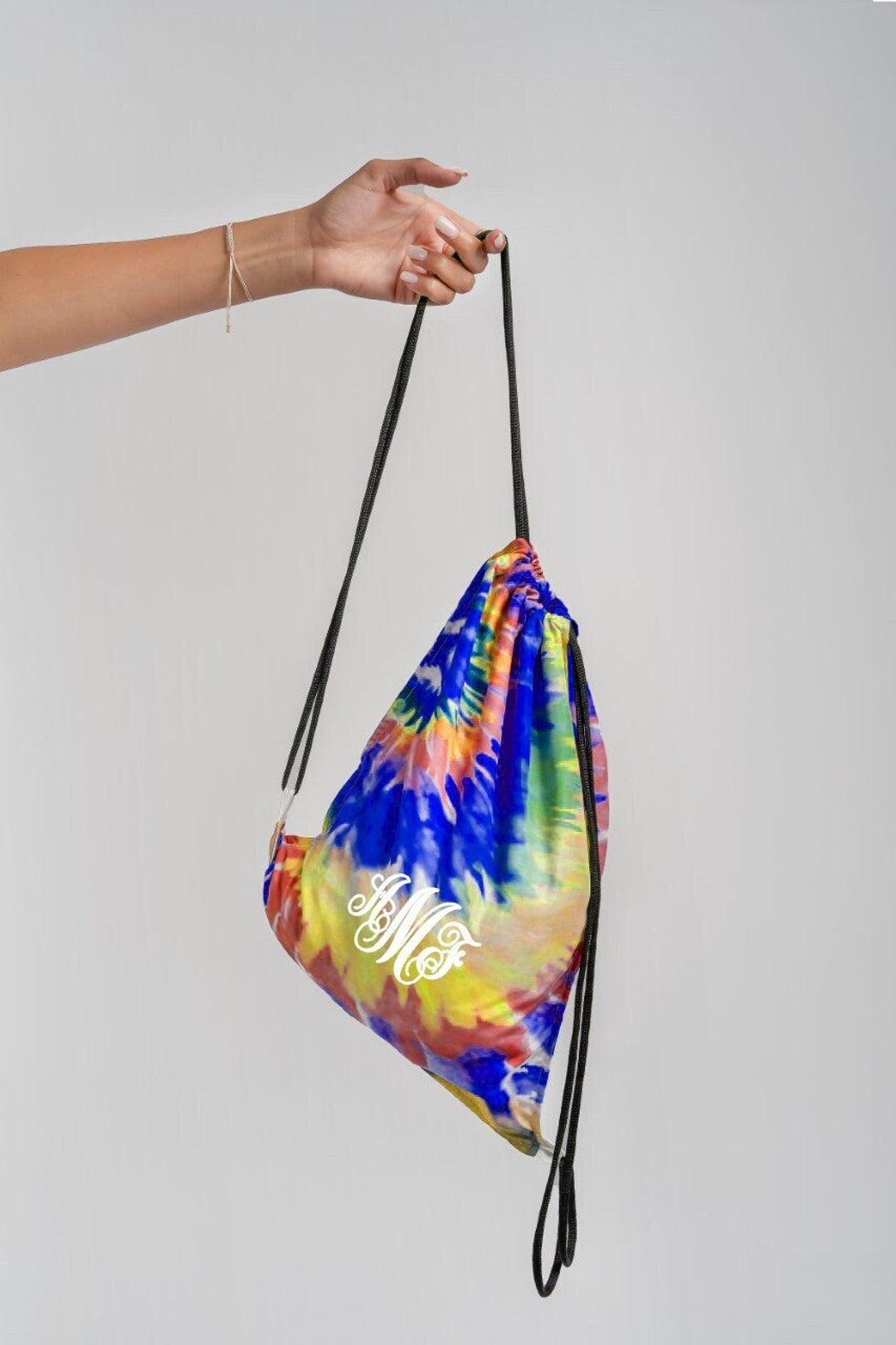 Monogram Drawsting Bag, Tie Dye Bag With Monogram, Personalized Bags