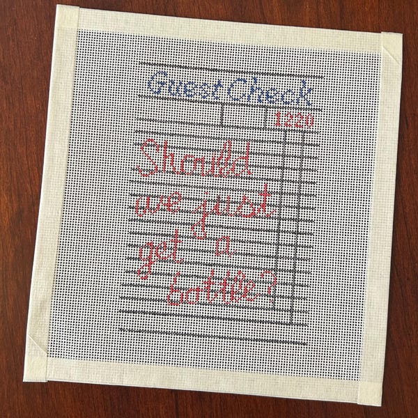 Guest Check Needlepoint Canvas