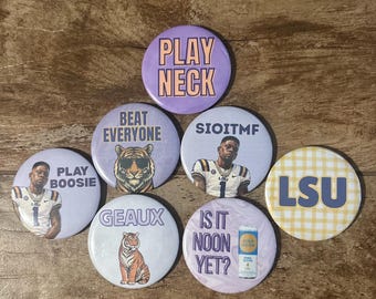 LSU Custom Game Day Pins | Personalized School Spirit Button