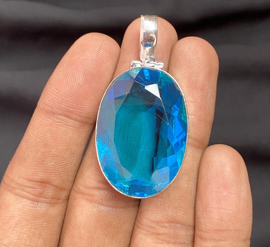 Swiss Blue Topaz Pendant 925 Sterling Silver Pendant Blue Topaz ...