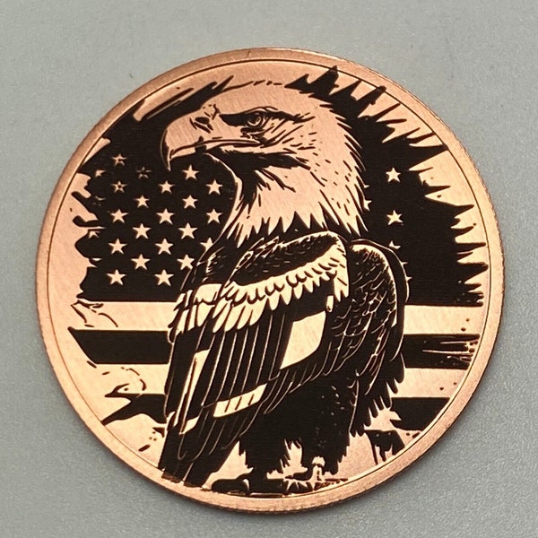 Personalized Copper or Brass Coin Laser Engraved, Custom Coin, Patriotic Coin, 40mm Coin, Personalized w/ Initials, Custom EDC