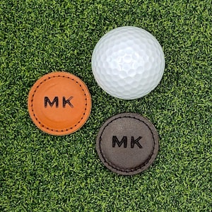 Custom Genuine Leather Golf Ball Marker – Double‑Sided Laser Engraved | Father’s Day Golf Gift