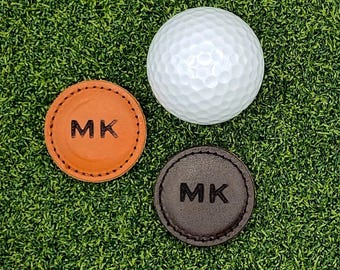 Custom Genuine Leather Golf Ball Marker – Double‑Sided Laser Engraved | Father’s Day Golf Gift