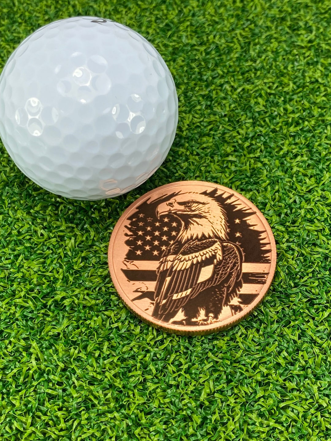 Personalized Copper Golf Ball Marker, Custom Laser Engraving, 40mm Coin