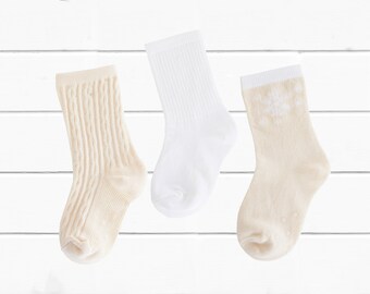 Baby 12-24 Months Organic Cotton Crew Non Skid Grip Socks - 3 Design Pack