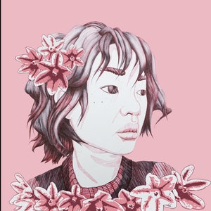 Lei - Obra de arte - Mujer, Flores, Rosa Poster Print A3
