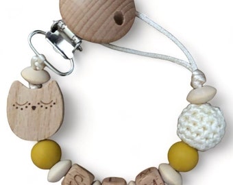 Speenketting Uiltje, Speenketting met naam, gepersonaliseerde speenketting, kraamcadeau, kraamkado, zwangerschap, baby