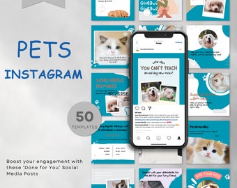 199 Pet Social Media Posts Instagram-ready Templates for Canva - Etsy