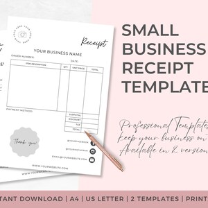 Customer Receipt Template | INSTANT DOWNLOAD | Printable Receipt | Receipt Form | Canva Template | Editable Business Receipt