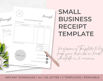 Customer Receipt Template | INSTANT DOWNLOAD | Printable Receipt | Receipt Form | Canva Template | Editable Business Receipt