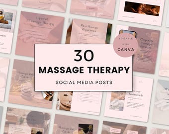 Editable Massage Therapy Posts | Instagram Templates | Spa Marketing | Canva Designs | Massage Marketing | Wellness Social Media