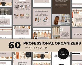 Publicación de Instagram sobre organización del hogar / Descarga instantánea / Servicios de orden / Organizadores profesionales / Paquete de bienvenida / Plantilla editable de Canva