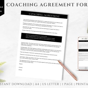 Coaching Agreement Form for Coaches | INSTANT DOWNLOAD | Intake Forms | Client Onboarding Pack | Coaching Template | Coaching Business Forms