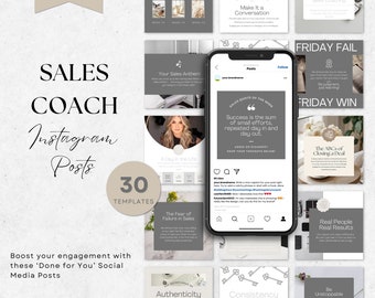 Instagram Templates for Sales Coach | Social Media Manager | Editable Canva Template | Business Coach | Life Coaches | Social Media Template