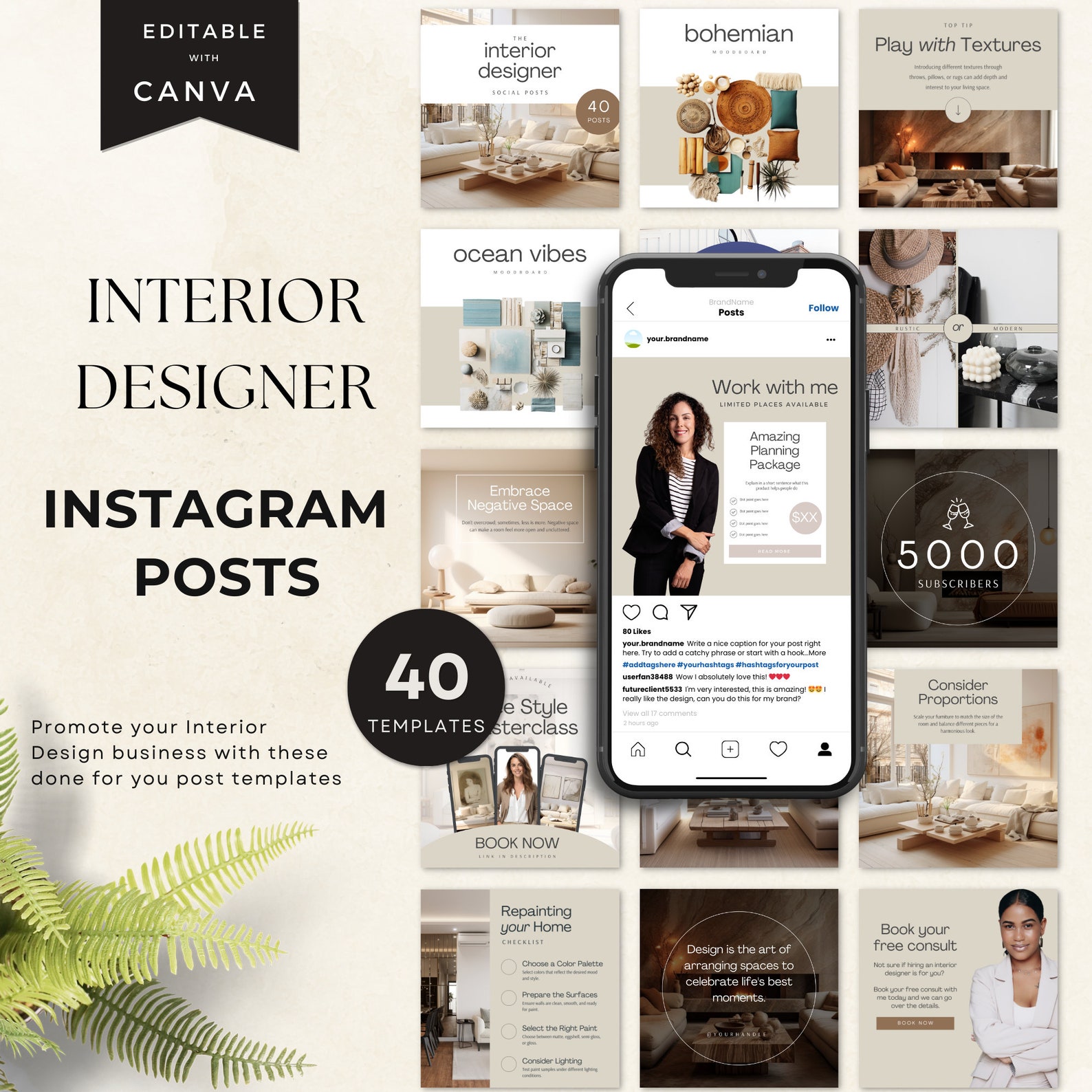 Interior Design Ig Post Templates | Minimalist Home Decor Template ...