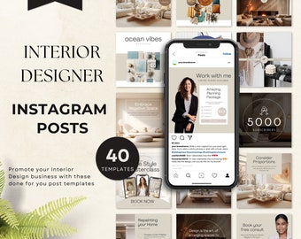 Modelli di post Ig per interior design / Modello di arredamento minimalista per la casa / Modelli di marketing per l'arredamento della casa modificabili / Immobiliare / Modello Canva