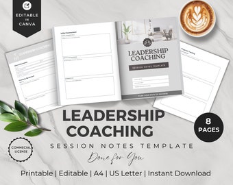 Leadership Coaching Session Template | Coaching Intake Form | Leadership Mindset Coach Worksheets | Coaching Planner | Executive Coaching