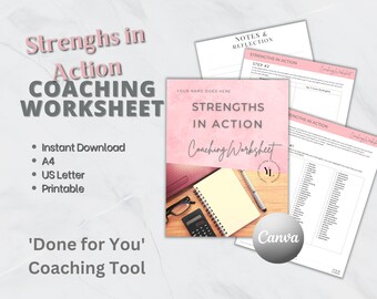 Coaching werkblad, voor u gedaan, coaching werkblad, Life Coaching Tool, Canva sjabloon, werkblad sjabloon, coaching bronnen PM01