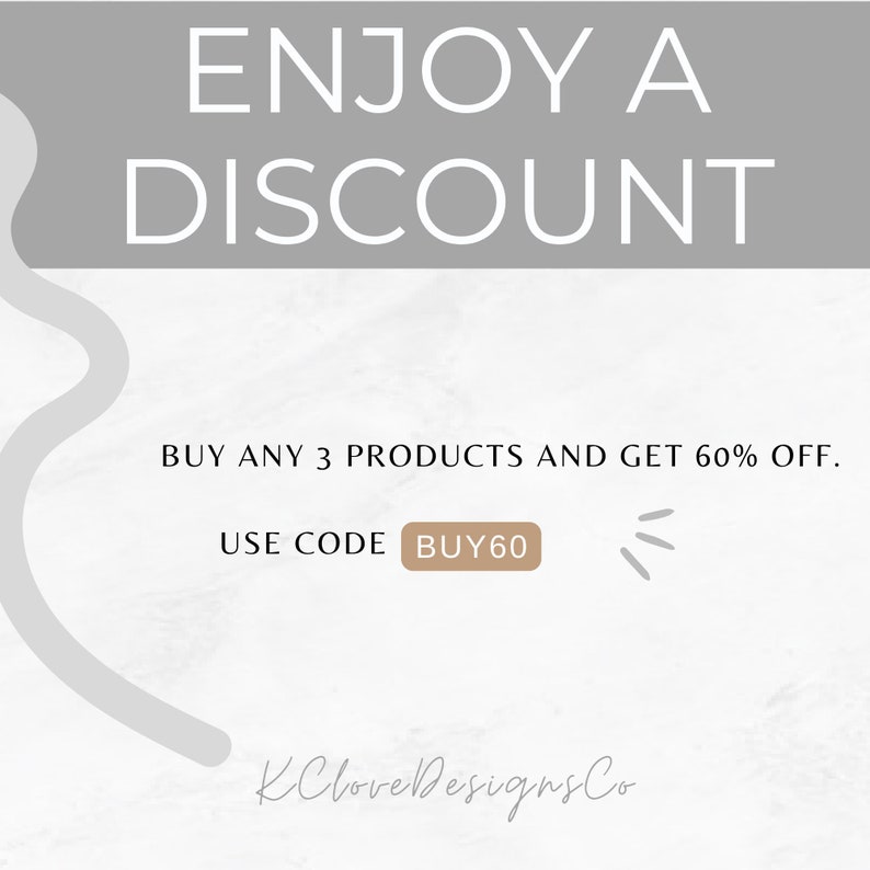 May include: A promotional graphic with the text "ENJOY A DISCOUNT" in white letters on a gray background. The text "BUY ANY 3 PRODUCTS AND GET 60% OFF" is also displayed. The code "BUY60" is highlighted.