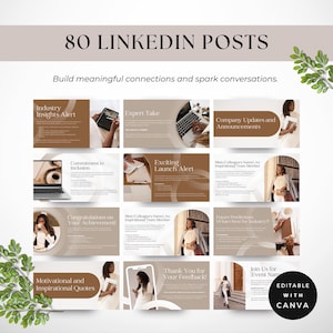 LinkedIn Marketing Kit | 80 Editable Canva Post Templates for Coaches, Entrepreneurs & Small Businesses | Editable Posts | Social Media