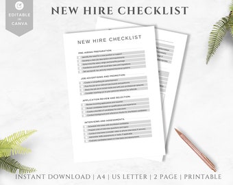 Editable New Hire Template | INSTANT DOWNLOAD | Onboarding New Hire List | Onboarding Checklist | Welcome Packet | Hr Manual