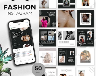 Modelli di moda per Instagram / Marketing per blogger di moda / Modificabili in Canva / Download immediato / Contenuti eleganti per i social media