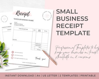 Receipt Template for Small Business | INSTANT DOWNLOAD | Customer Receipt | Business Invoice Template | Order Form | Editable Receipt