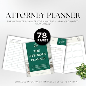 Editable Lawyer Planner | Daily Organizer for Attorneys | Legal Case Tracker and To-Do List | Instant Download | Printable Planner