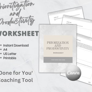Coaching Workbook, Worksheet Template, INSTANT DOWNLOAD, Coaching Worksheet, Done for You, Business Template,  Lead Magnet, Grey, GR02