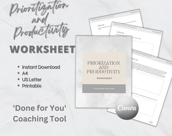 Coaching Workbook, Worksheet Template, INSTANT DOWNLOAD, Coaching Worksheet, Done for You, Business Template, Lead Magnet, Grey, GR02