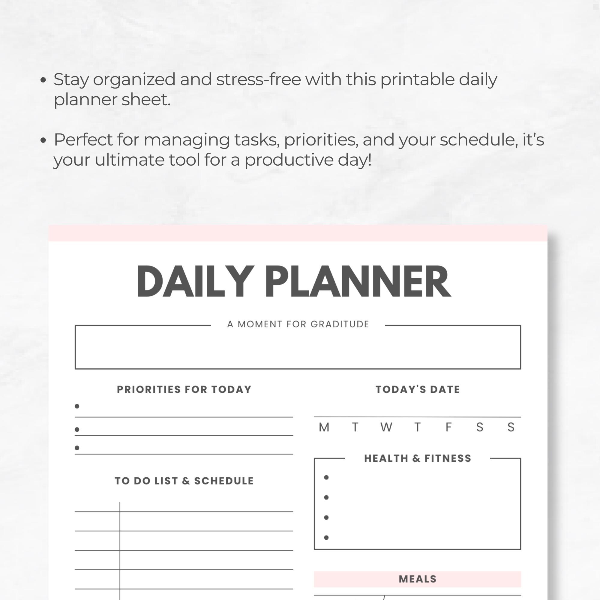 Daily to Do List Printable | Minimalist Daily Planner | Productivity ...