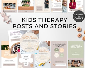 Kids Therapy Instagram Posts and Stories | Child Development Templates | Mental Health Content | Social Media for Therapists | Child Therapy
