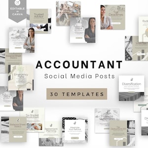 Bookkeeping Instagram Templates | Financial Advisor Social Media | Accountant Marketing | Small Business Templates | Editable in Canva