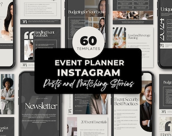 Event Planner Instagram Posts | Wedding Planner Social Media Templates | Event Planning Marketing Tools |  Social Media Event Templates