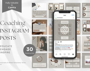 Coaching Canva Templates for Instagram | INSTANT DOWNLOAD | Aesthetic Instagram Templates | Social Media | Life Coach Instagram Template