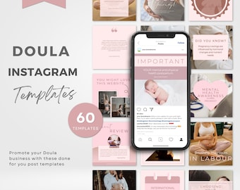 Doula Social Media Templates | INSTANT DOWNLOAD | Birth Worker | Baby Nurse Social Media | Postpartum Doula Post | Canva Templates