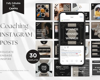 Coaching Canva Templates for Instagram | INSTANT DOWNLOAD | Aesthetic Instagram Templates | Social Media | Life Coach Instagram Template