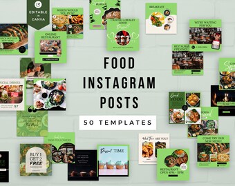 Restaurant Instagram Post Templates | INSTANT DOWNLOAD | Food Blogger Templates  | Editable in Canva | Social Media Templates