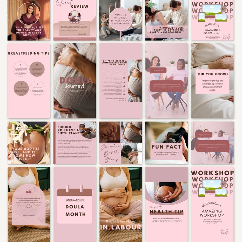 Doula Social Media | Canva Templates | Birth Doula Highlights ...