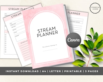 Live-Stream-Veranstalter | Inhalt Planer | SOFORTIGER DOWNLOAD | Livestreaming-Planer | Einfacher Wochenplan für Streamer | Rosa Planer