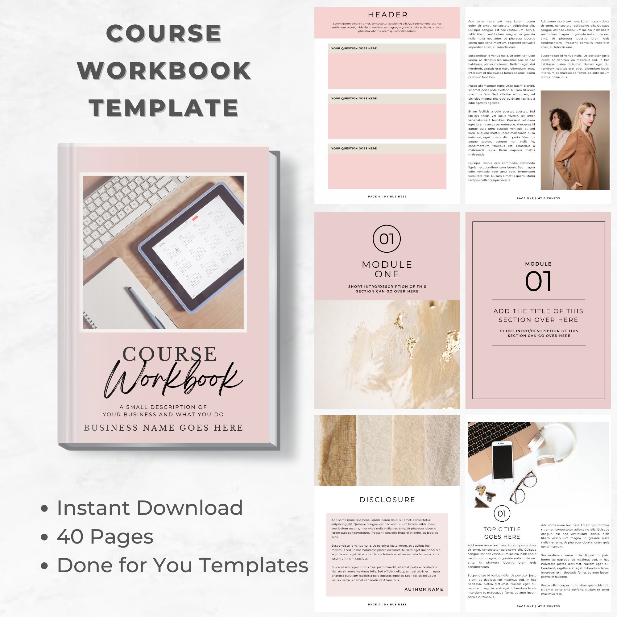 Course Workbook Template INSTANT DOWNLOAD Done for You - Etsy