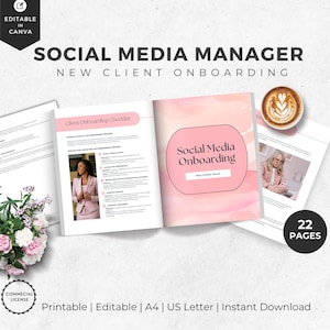 Social Media Onboarding Guide | Social Media Agency Tools | Welcome Pack |  Canva Template for New Clients | Done for you Welcome guide