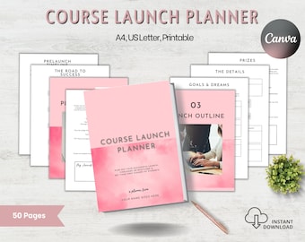 Course Launch Planner, INSTANT DOWNLOAD, Launch Planner Toolkit, Course Creation, Course Workbook, Business Planner, Content Planner, Pink