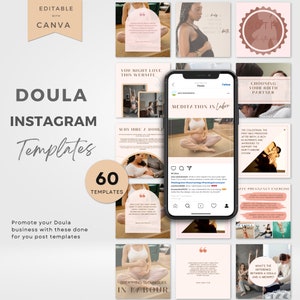 Doula Instagram Templates | Childbirth Education | Postpartum Doula | Doula Social Media | Pregrancy Night Nurse Marketing | Edit In Canva